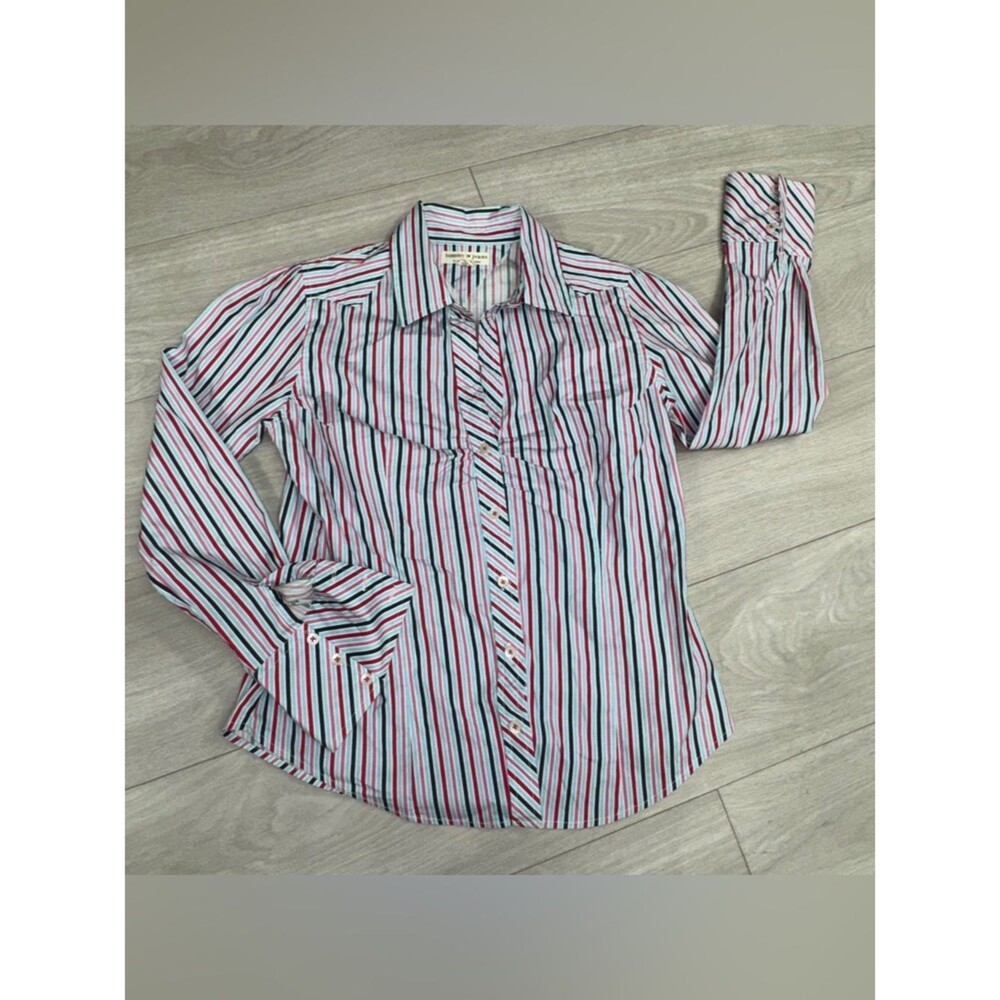 Tommy Jeans Striped Button Front Shirt XL Pink Blue White